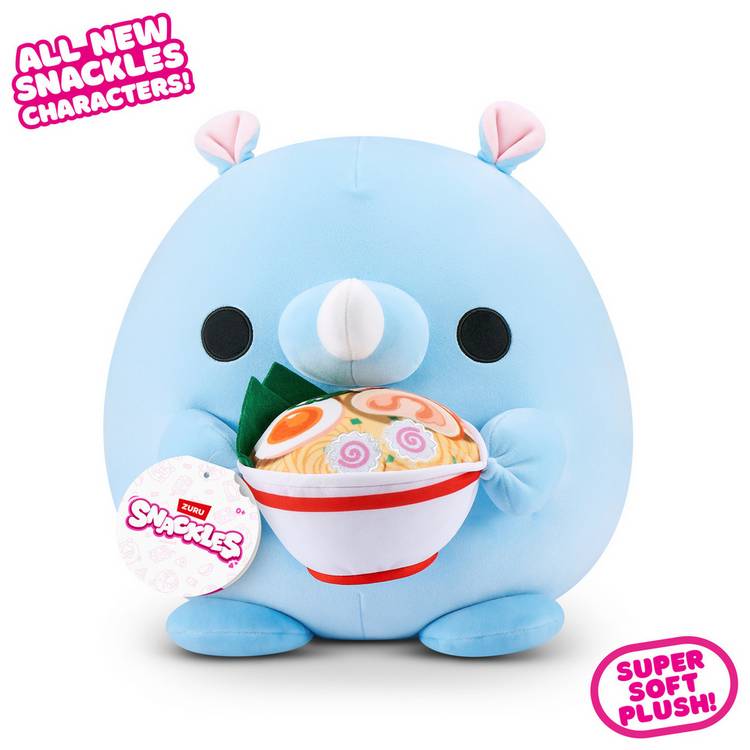 Snackles Rhino with Ramen plush toy 35cm, imported from the UK