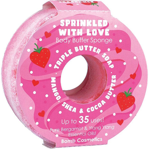 Bomb Cosmetics Body Buffer Soap Sponge Sprinkled with Love - British product