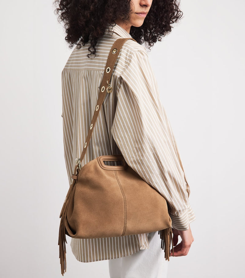 Maje Miss M suede shoulder bag 16x31cm, imported from the UK