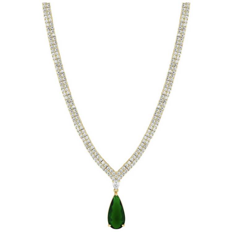 Jon Richard emerald green statement pear drop necklace, imported from the UK