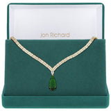 Jon Richard emerald green statement pear drop necklace, imported from the UK