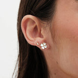 Jon Richard mother of pearl heart clover stud earrings 10mm (British brand)
