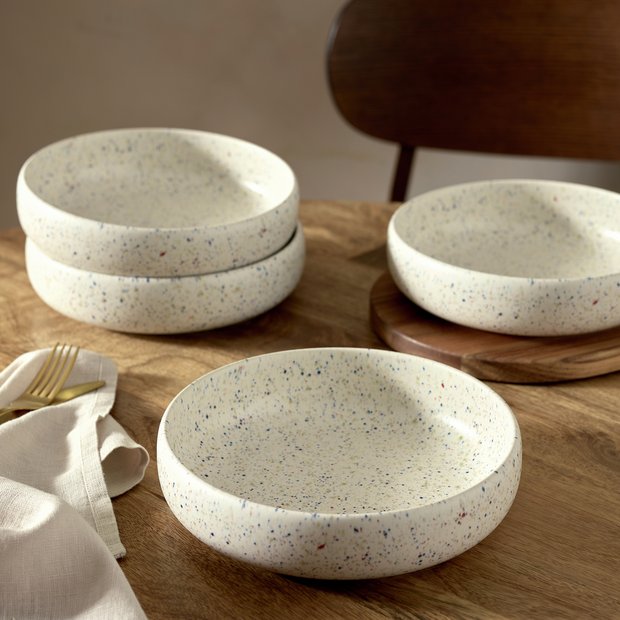 Habitat stoneware pasta bowl Reactive Speckle 4 piece set - British product