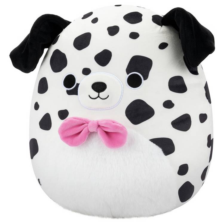 Squishmallows Dustin white Dalmatian plush toy 12 inch, imported from the UK