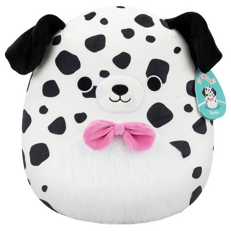 Squishmallows Dustin white Dalmatian plush toy 12 inch, imported from the UK