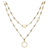 Olivia Burton gold and steel double layer honeycomb necklace, imported from the UK