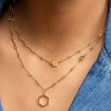 Olivia Burton gold and steel double layer honeycomb necklace, imported from the UK