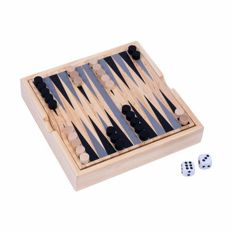 Professor Puzzle backgammon wooden board game with counters and dice - British product