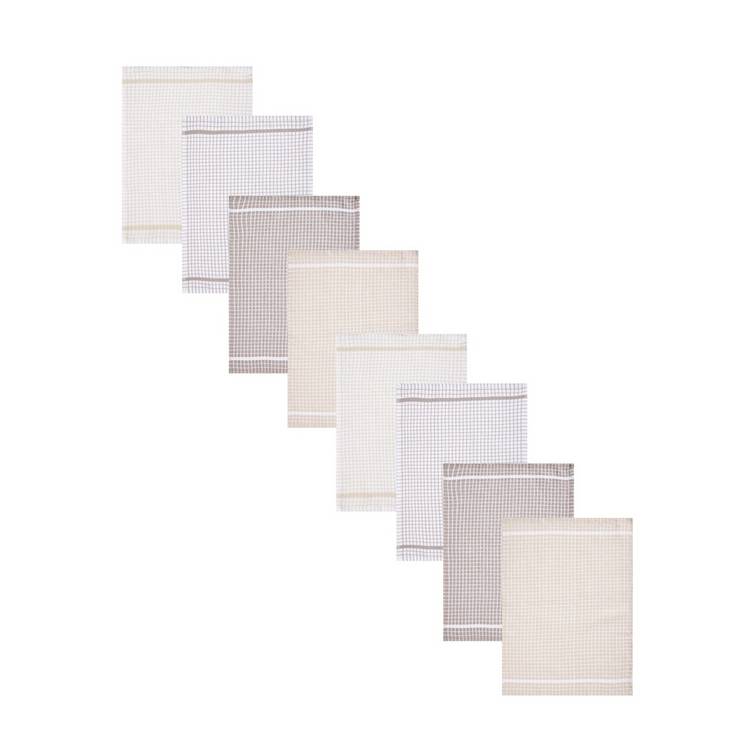 Argos Home terry tea towels pack of 8 neutral (British brand)