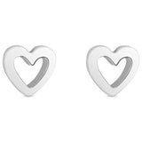 Simple Silver open heart stud earrings 5mm - British product