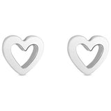 Simple Silver open heart stud earrings 5mm - British product