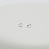 Simple Silver open heart stud earrings 5mm - British product