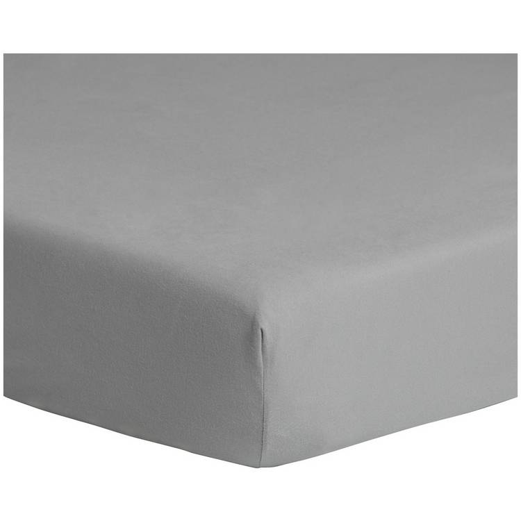 Home Essentials brushed cotton fitted sheet grey single, imported from the UK