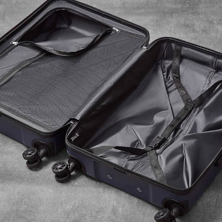 Rock navy hard suitcase 8 wheel cabin size - British product