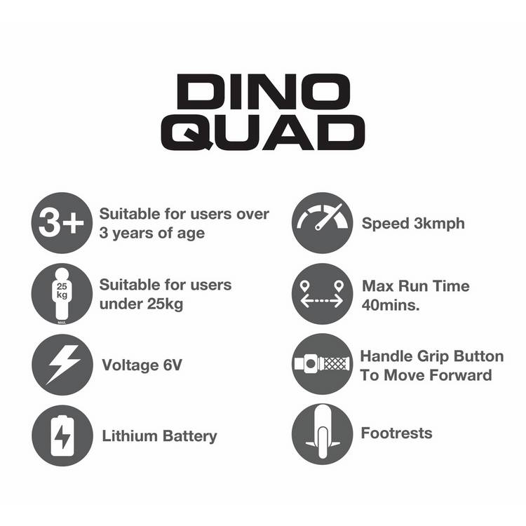 EVO Dino Quad 6V ride on dinosaur toy for kids - British product