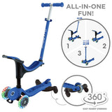 Globber Go Up Sporty Lights 360 ride-on navy blue - British product