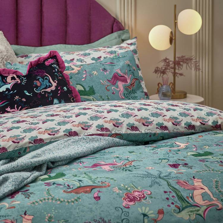 furn Athena blue reversible bedding set double (British brand)