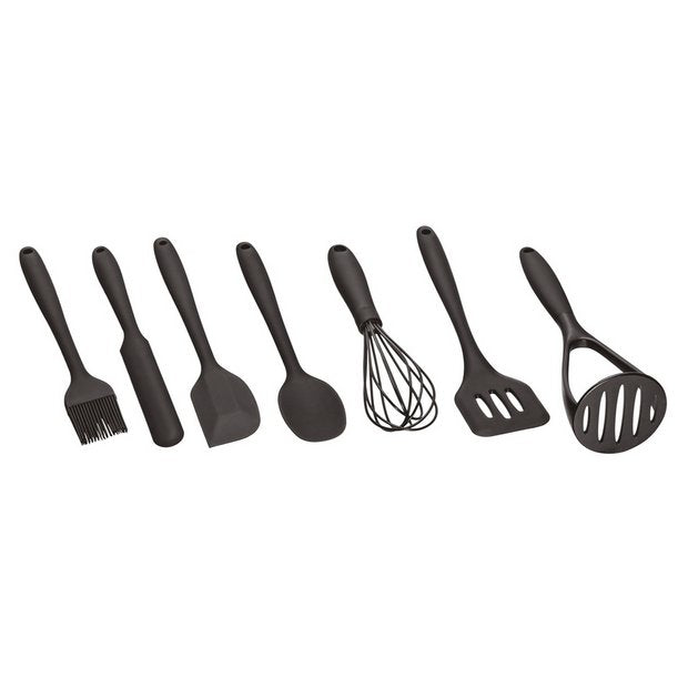 Argos Home silicone utensil set 8-piece black - British product