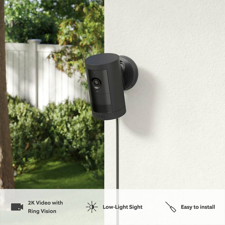 Ring Outdoor Camera Plus 2K black security camera, imported from the UK