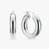 Revere sterling silver chunky hoop earrings width 5.7mm, UK version
