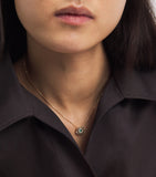 Suzanne Kalan evil eye pendant necklace in yellow gold with diamonds and emerald, UK version