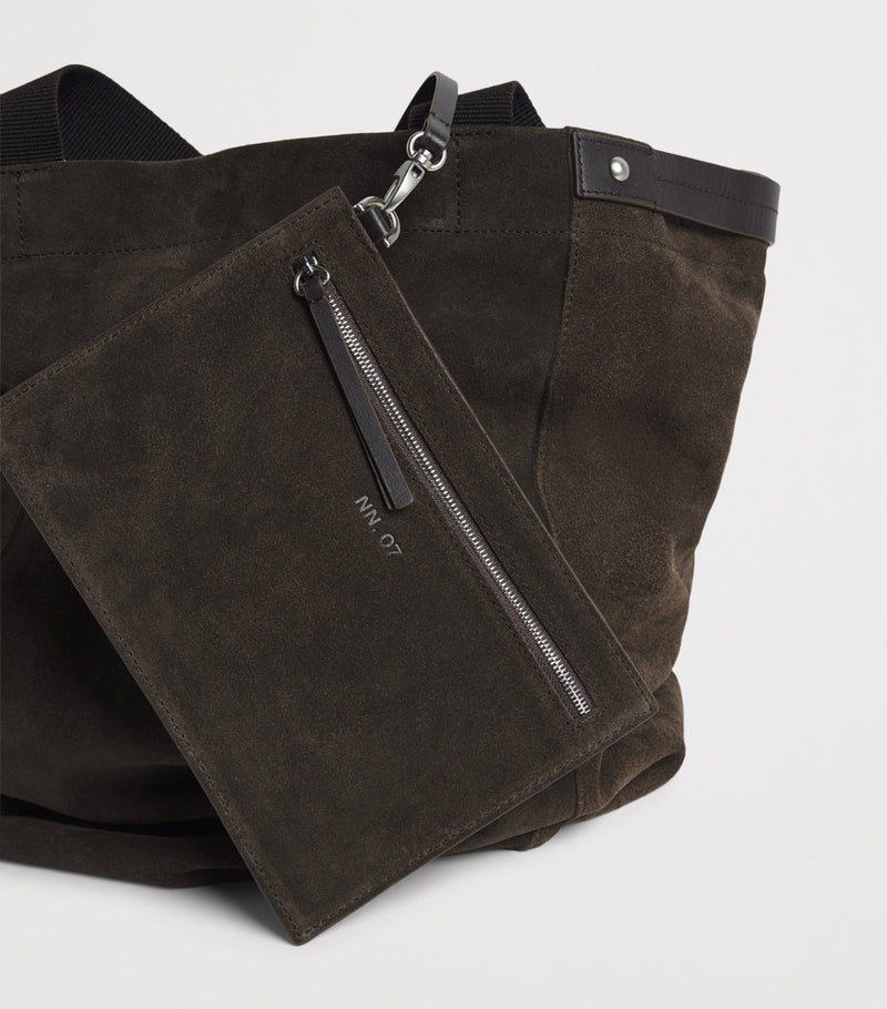 NN.07 suede tote bag with handles and strap, imported from the UK