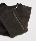 NN.07 suede tote bag with handles and strap, imported from the UK