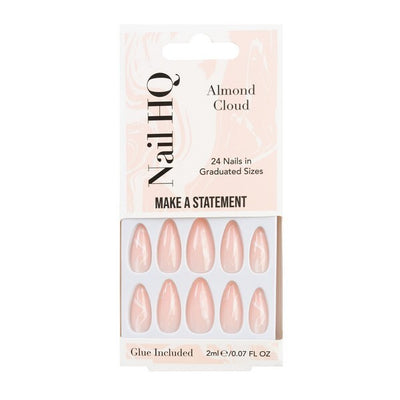 Superdrug Nail HQ Mandel Cloud Løse Negler Babyrosa Hvite Swirls 24 Stykker- Kjøp online hos McGrocer