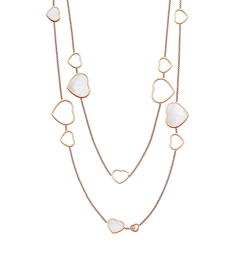 Chopard rose gold Happy Hearts sautoir necklace with mother-of-pearl, UK version