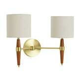 Habitat Century Wood wall light walnut fabric shades - British product
