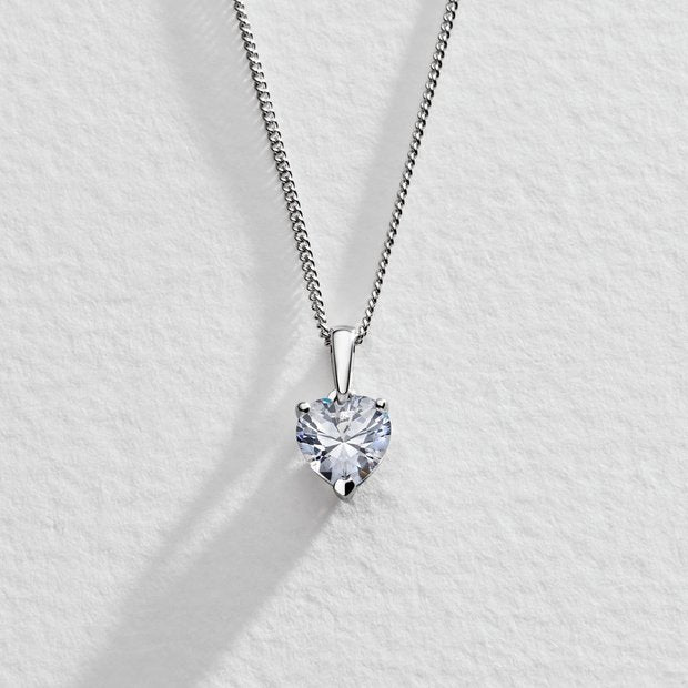 Revere sterling silver heart pendant with cubic zirconia, imported from the UK