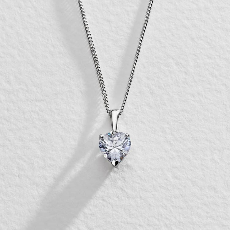Revere sterling silver heart pendant with cubic zirconia, imported from the UK
