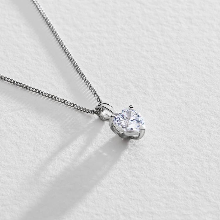 Revere sterling silver heart pendant with cubic zirconia, imported from the UK