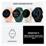 Garmin Vivoactive 6 GPS smart watch 42mm Pink Dawn, imported from the UK