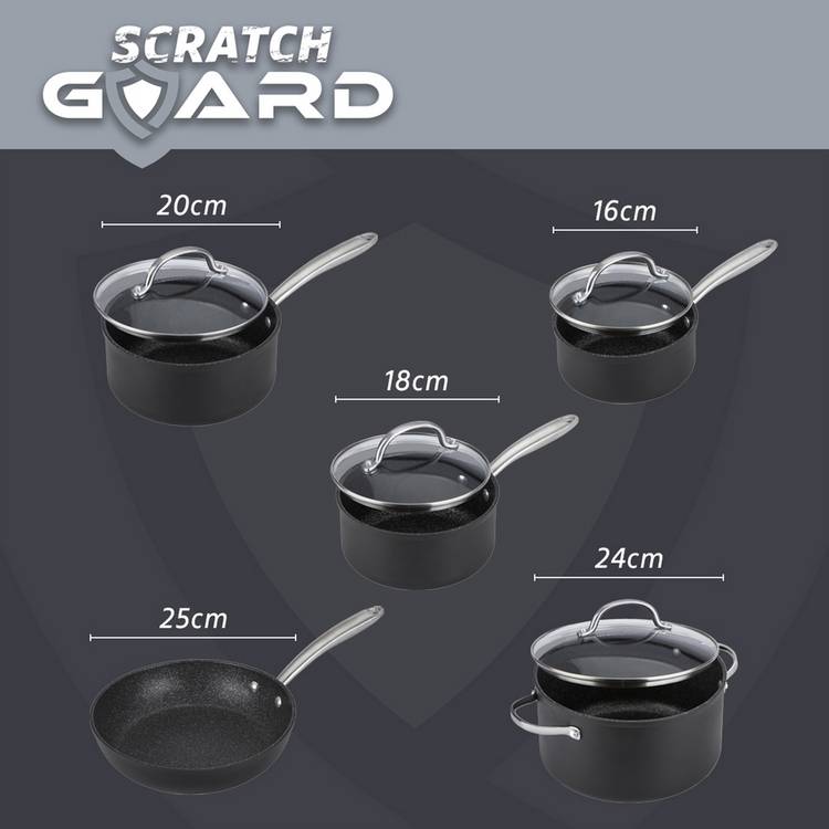 Prestige Scratch Guard pan set 5 piece, imported from the UK