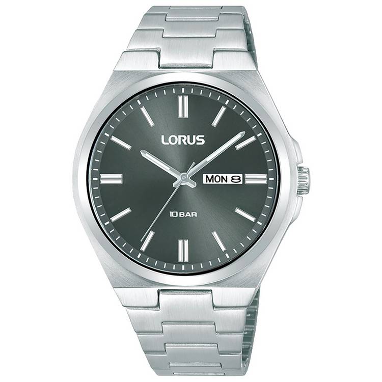 Lorus dark grey sunray dial watch with silver bracelet 40mm - British product