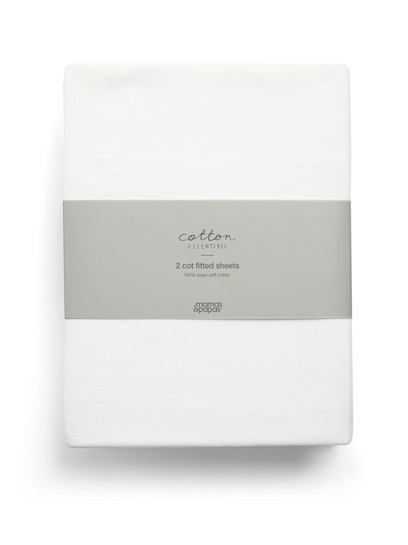 Mamas & Papas white fitted cot sheets 2 pack, imported from the UK