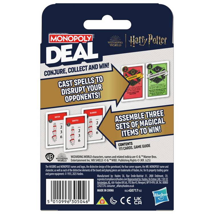 Hasbro Monopoly Harry Potter Deal card game, imported from the UK