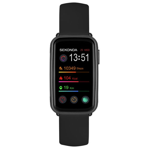 Sekonda smart watch fitness tracker black silicone strap (British brand)