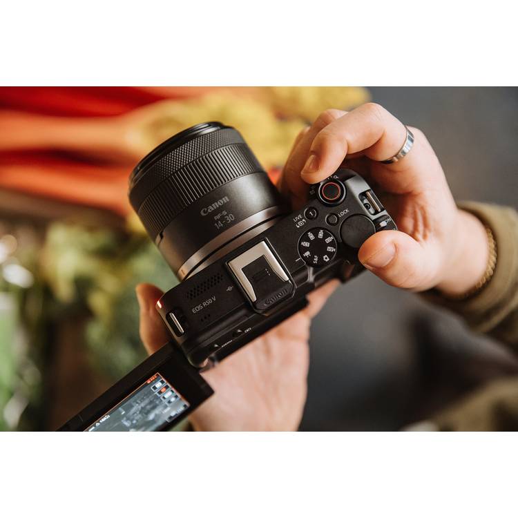 Canon EOS R50 V mirrorless camera with 14-30mm lens (British brand)