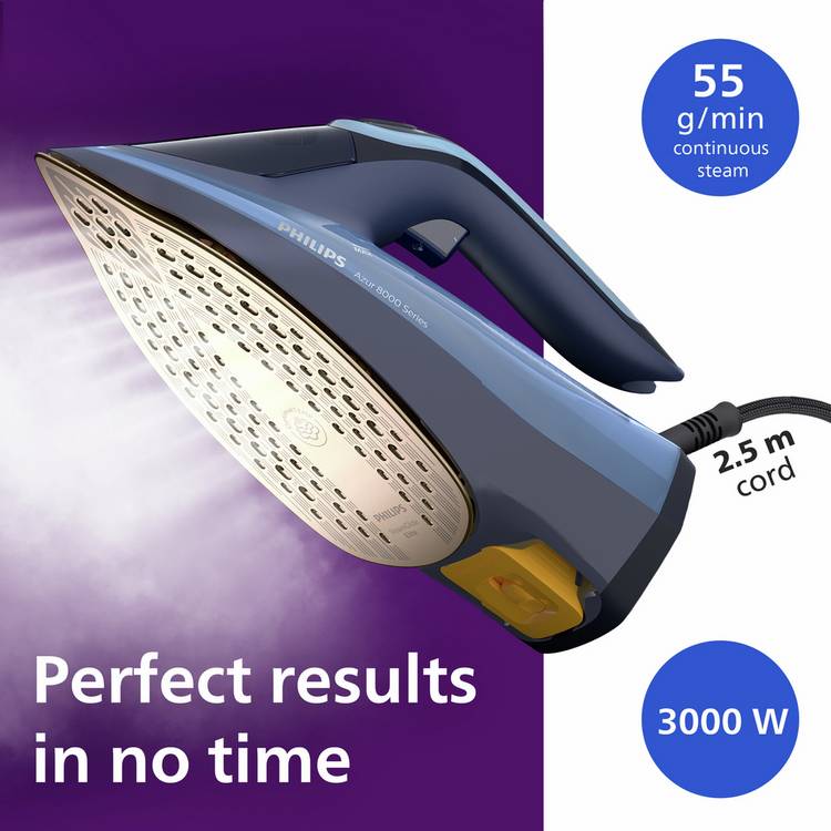 Philips Series 8000 SteamGlide steam iron (British brand)