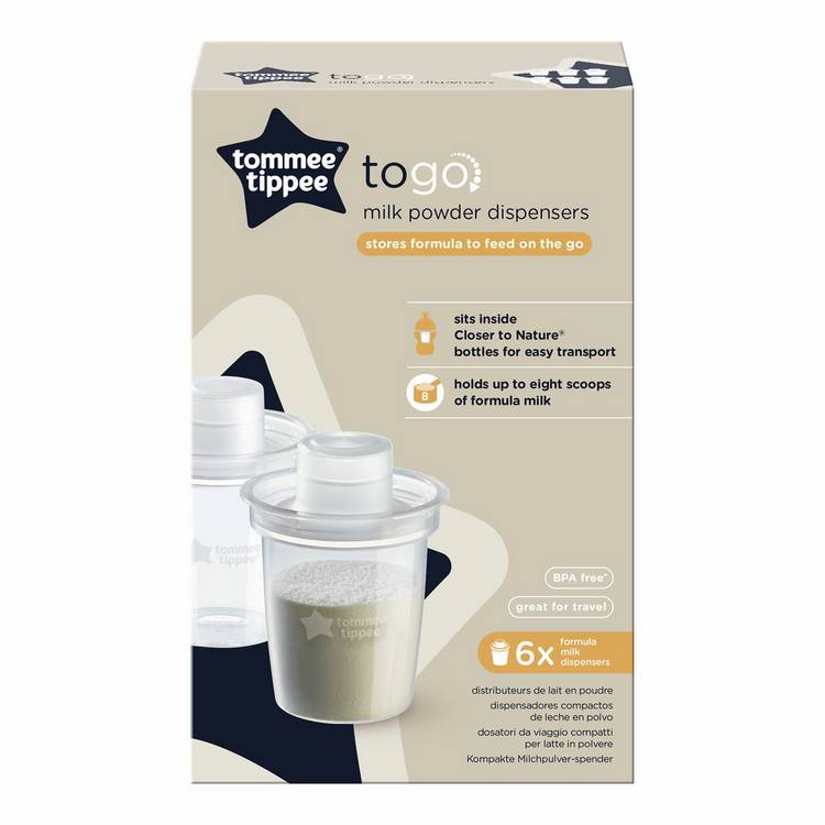 Tommee Tippee milk powder dispensers To Go x6, imported from the UK