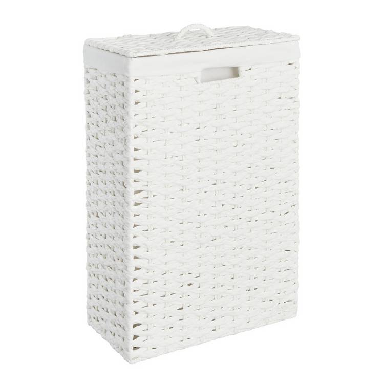 Argos Home white slimline woven laundry hamper 45L - British product