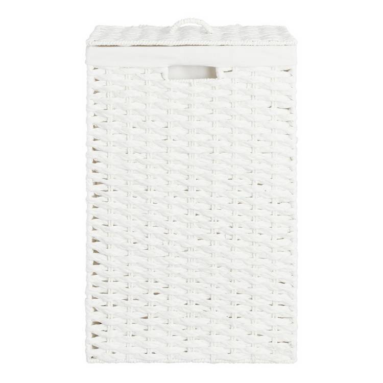 Argos Home white slimline woven laundry hamper 45L - British product