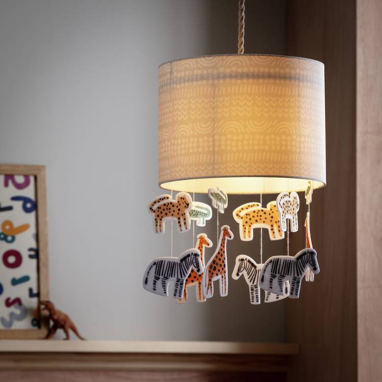 Habitat jungle lampshade with hanging animals 25cm, imported from the UK