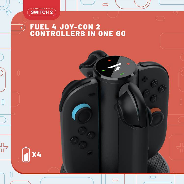 STEALTH magnetic quad charger for Nintendo Switch 2 Joy-Cons, imported from the UK