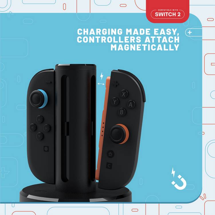 STEALTH magnetic quad charger for Nintendo Switch 2 Joy-Cons, imported from the UK
