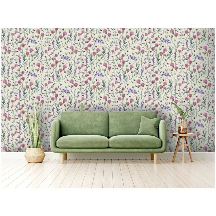 Arthouse Esselle Bumblebee Meadow wallpaper natural, UK version