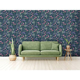 Arthouse Bumblebee Meadow Wallpaper navy blue - British product