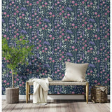 Arthouse Bumblebee Meadow Wallpaper navy blue - British product